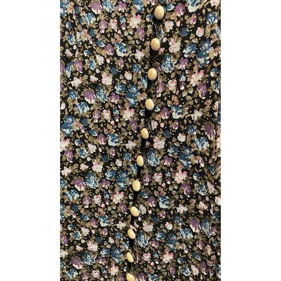 Vintage Lisa Jo Floral Sleeveless Maxi Dress 9/10 Rayon 90s Corset Back Steampun - Picture 4 of 5